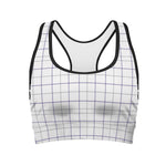 White Grey And Purple Tattersall Print Women's Sports Bra