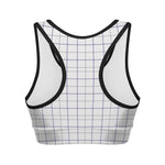 White Grey And Purple Tattersall Print Women's Sports Bra