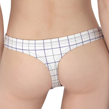 White Grey And Purple Tattersall Print Women's Thong