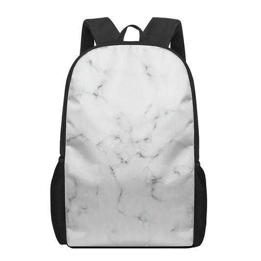 White Grey Smoke Marble Print 17 Inch Backpack