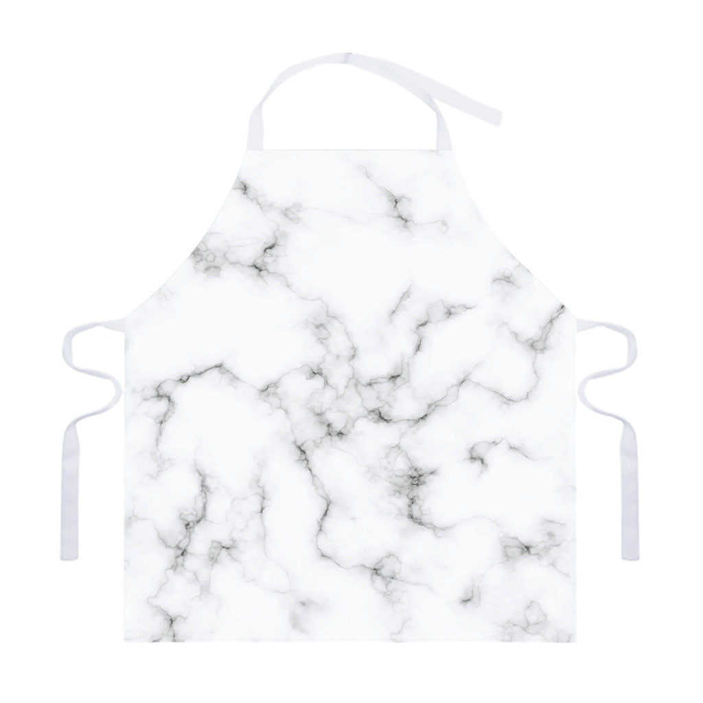White Grey Smoke Marble Print Adjustable Apron