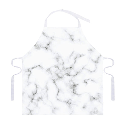 White Grey Smoke Marble Print Adjustable Apron