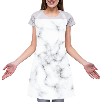White Grey Smoke Marble Print Adjustable Apron