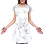 White Grey Smoke Marble Print Adjustable Apron