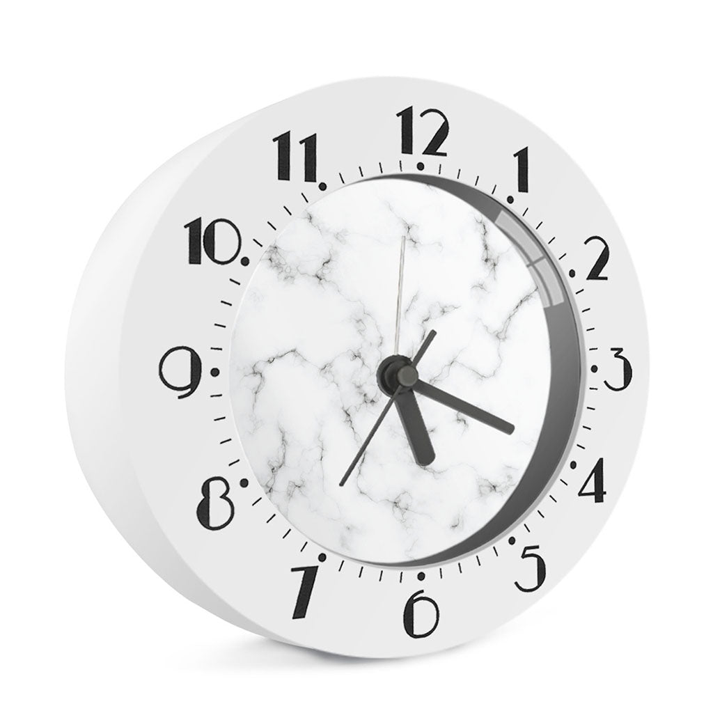 White Grey Smoke Marble Print Alarm Clock