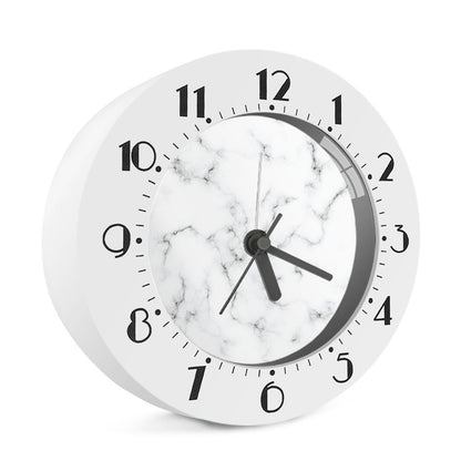 White Grey Smoke Marble Print Alarm Clock