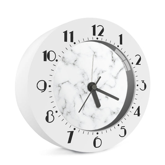 White Grey Smoke Marble Print Alarm Clock