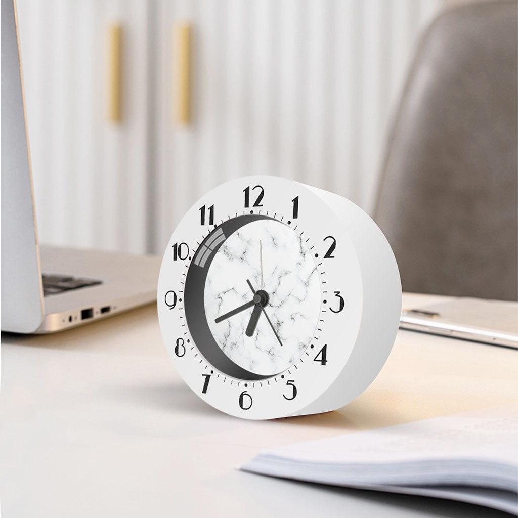 White Grey Smoke Marble Print Alarm Clock