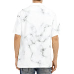 White Grey Smoke Marble Print Aloha Shirt