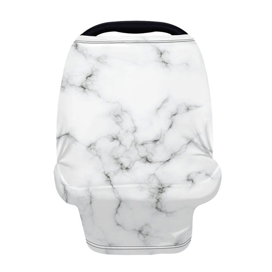 White Grey Smoke Marble Print Baby Seat Cover