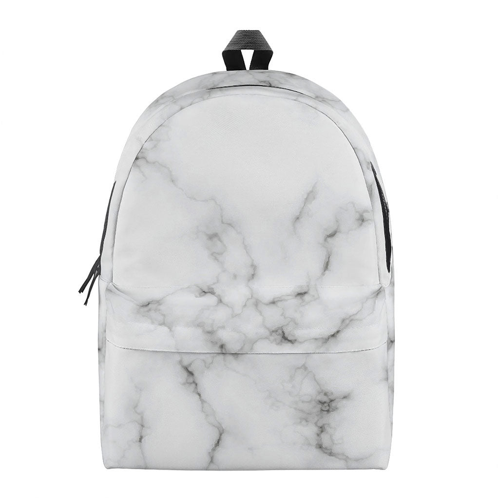 White Grey Smoke Marble Print Backpack