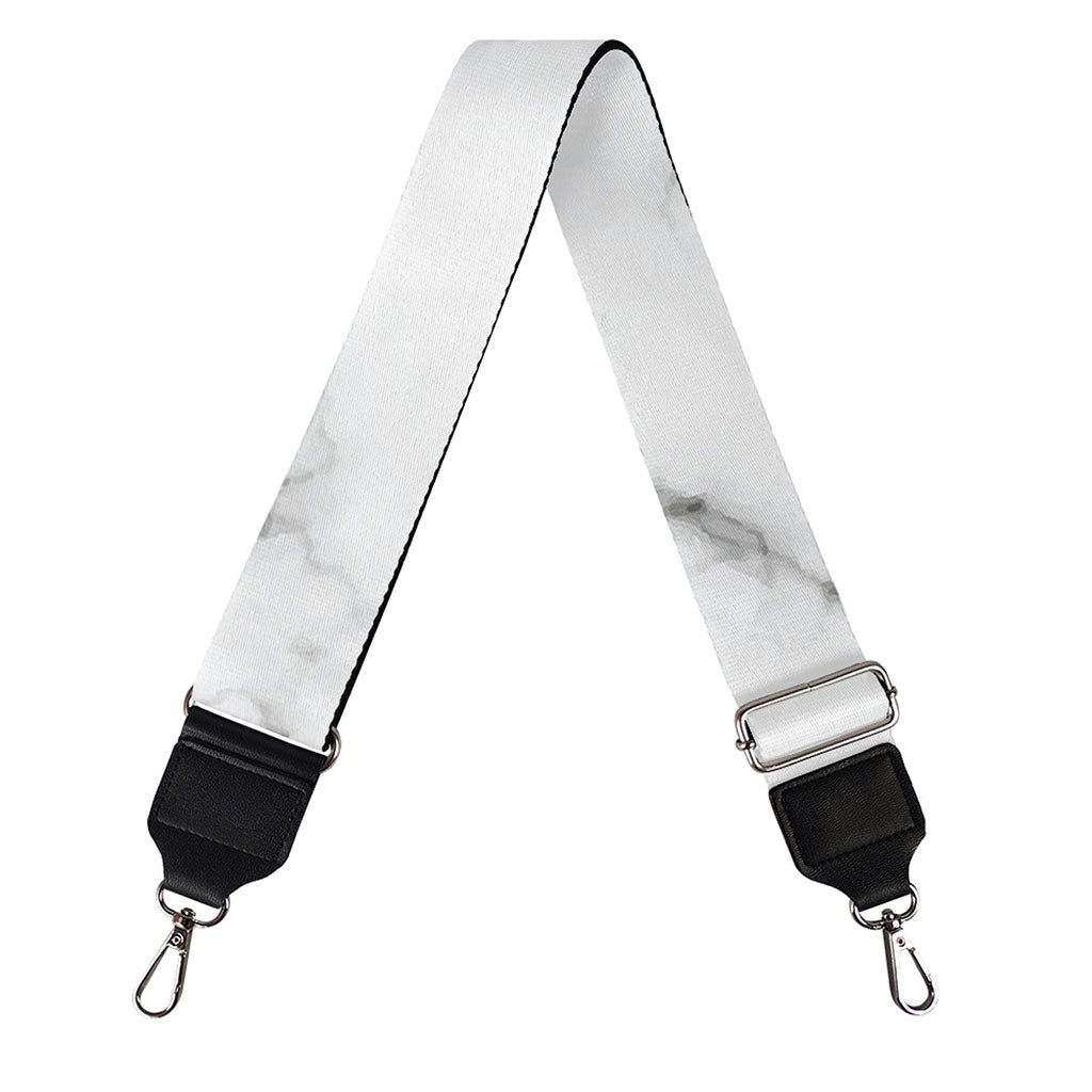 White Grey Smoke Marble Print Bag Strap