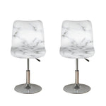 White Grey Smoke Marble Print Bar Stool Covers