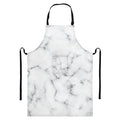 White Grey Smoke Marble Print Bib Apron With Pocket