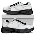 White Grey Smoke Marble Print Black Chunky Shoes