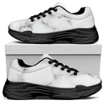 White Grey Smoke Marble Print Black Chunky Shoes