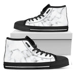 White Grey Smoke Marble Print Black High Top Sneakers