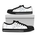 White Grey Smoke Marble Print Black Low Top Sneakers