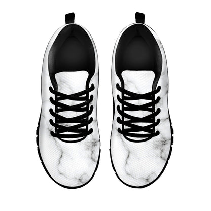 White Grey Smoke Marble Print Black Running Shoes