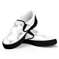 White Grey Smoke Marble Print Black Slip On Sneakers
