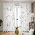 White Grey Smoke Marble Print Dimout Pencil Pleat Curtains