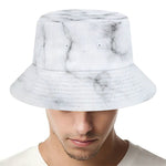 White Grey Smoke Marble Print Bucket Hat