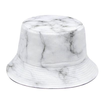 White Grey Smoke Marble Print Bucket Hat