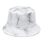 White Grey Smoke Marble Print Bucket Hat
