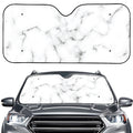 White Grey Smoke Marble Print Car Windshield Sun Shade