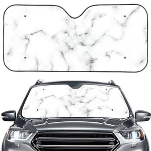 White Grey Smoke Marble Print Car Windshield Sun Shade