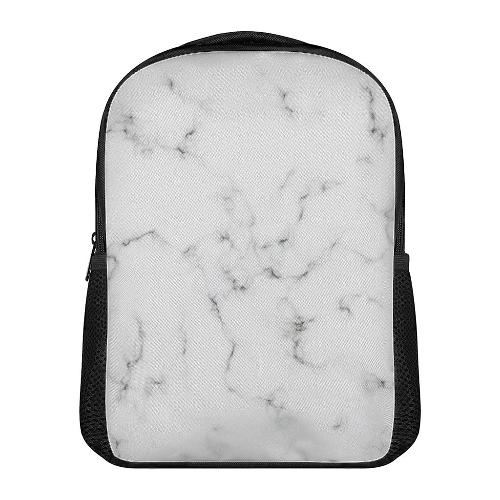 White Grey Smoke Marble Print Casual Backpack