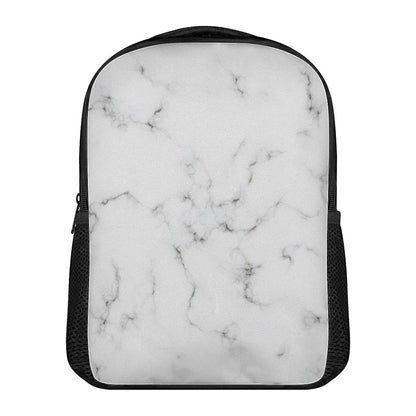 White Grey Smoke Marble Print Casual Backpack