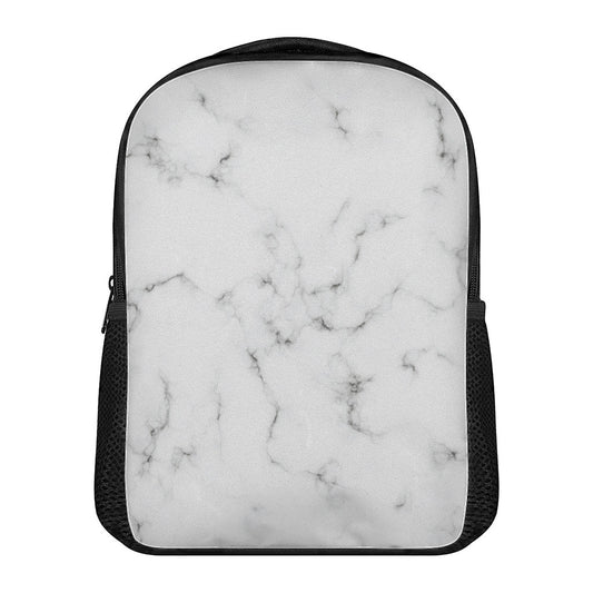 White Grey Smoke Marble Print Casual Backpack
