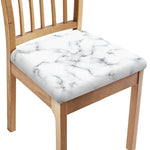 White Grey Smoke Marble Print Chair Cushion Cover