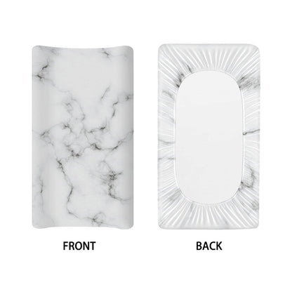 White Grey Smoke Marble Print Changing Pad Cover