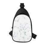 White Grey Smoke Marble Print Chest Bag