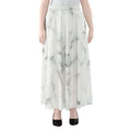 White Grey Smoke Marble Print Chiffon Maxi Skirt