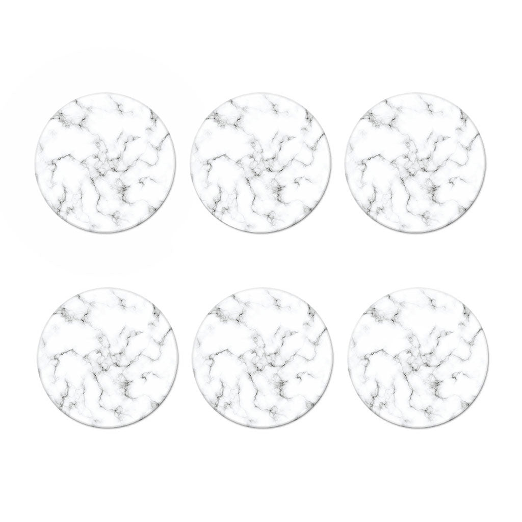 White Grey Smoke Marble Print Coaster Set