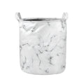 White Grey Smoke Marble Print Collapsible Laundry Basket