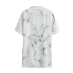 White Grey Smoke Marble Print Cotton Hawaiian Shirt