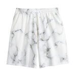 White Grey Smoke Marble Print Cotton Shorts