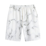 White Grey Smoke Marble Print Cotton Shorts
