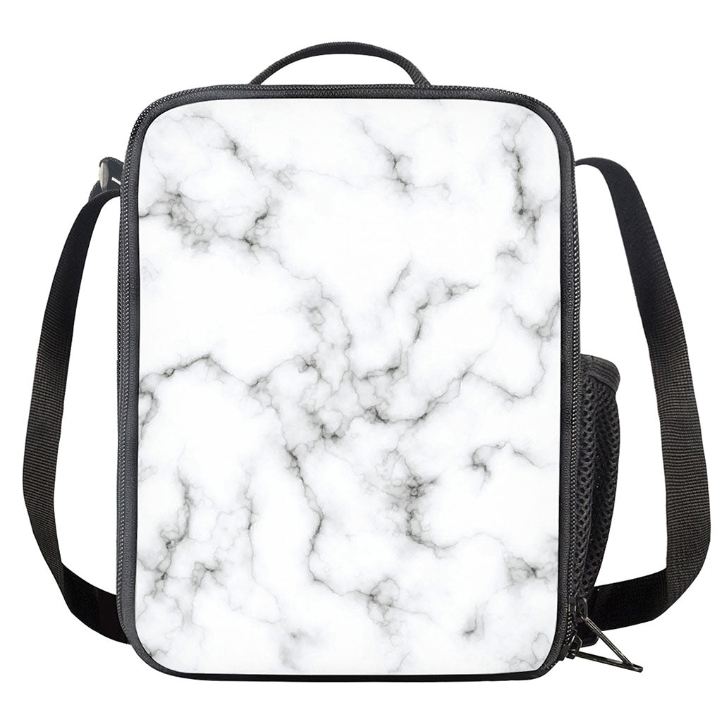 White Grey Smoke Marble Print Crossbody Lunch Bag
