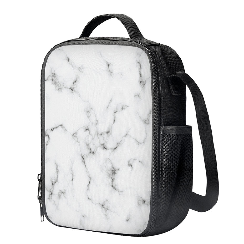 White Grey Smoke Marble Print Crossbody Lunch Bag