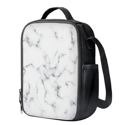 White Grey Smoke Marble Print Crossbody Lunch Bag