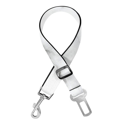 White Grey Smoke Marble Print Dog Seat Belt