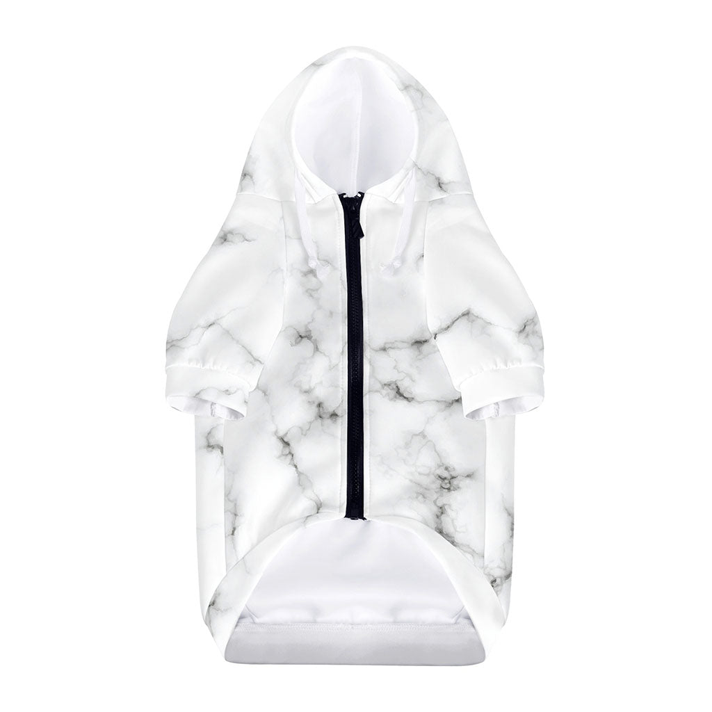 White Grey Smoke Marble Print Dog Zip Up Hoodie