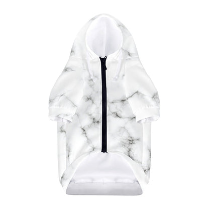 White Grey Smoke Marble Print Dog Zip Up Hoodie