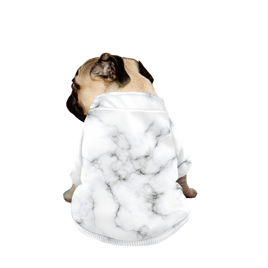 White Grey Smoke Marble Print Dog Zip Up Jacket
