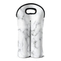 White Grey Smoke Marble Print Double Neoprene Wine Tote